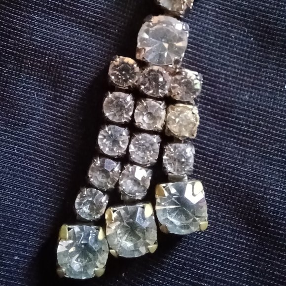 Blingity-bling! Vntg RHINESTONE SET Brooch Earrings Necklace UNWORN - Picture 2 of 3